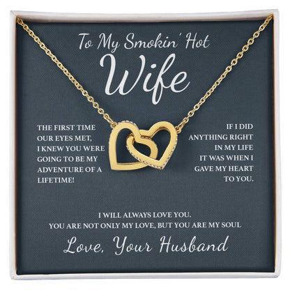 To My Wife - You Are My Soul Interlocking Hearts Necklace