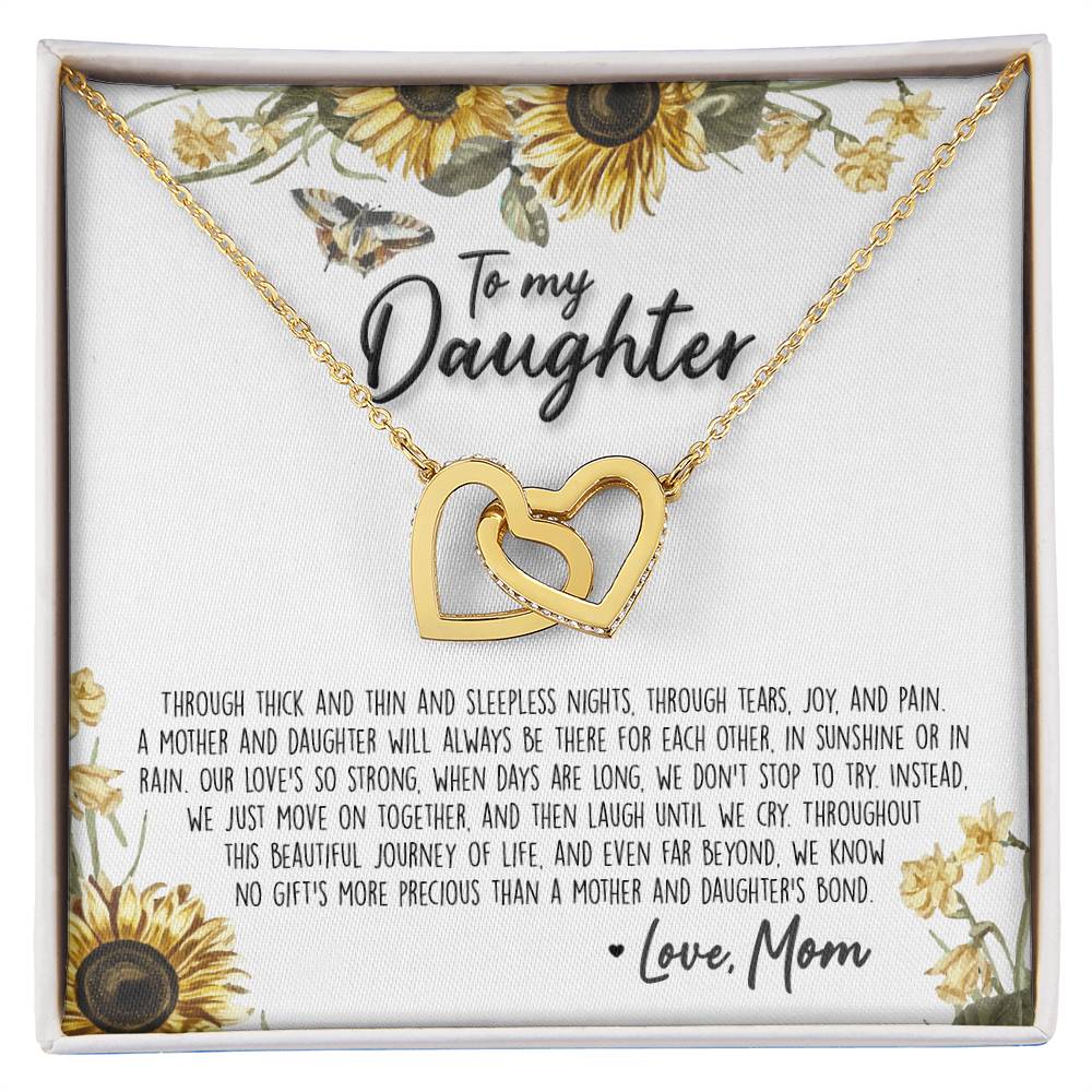 A Mother & Daughter'S Bond - Necklace With Message Card Interlocking Hearts Necklace