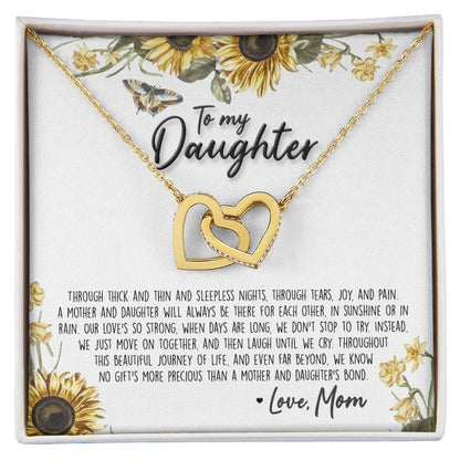 A Mother & Daughter'S Bond - Necklace With Message Card Interlocking Hearts Necklace