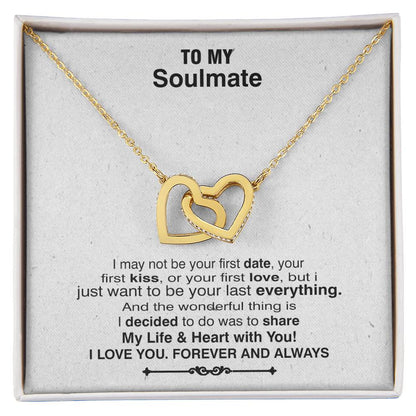 To My Wife Necklace - I May Not Be Your First Date Your First Kiss Or Your First Love Interlocking Hearts Necklace