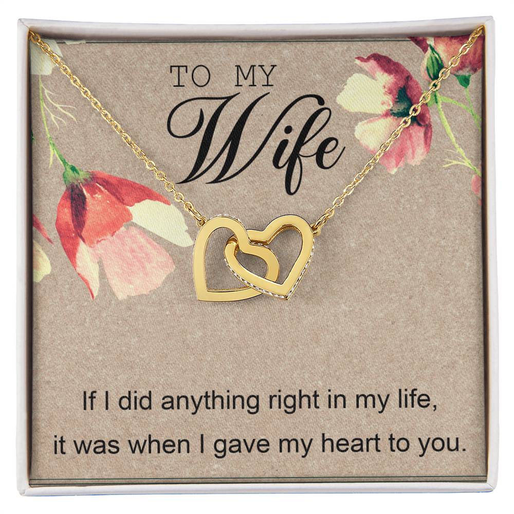 To My Wife Interlocking Hearts Necklace Message Card
