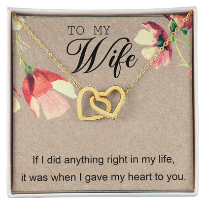 To My Wife Interlocking Hearts Necklace Message Card