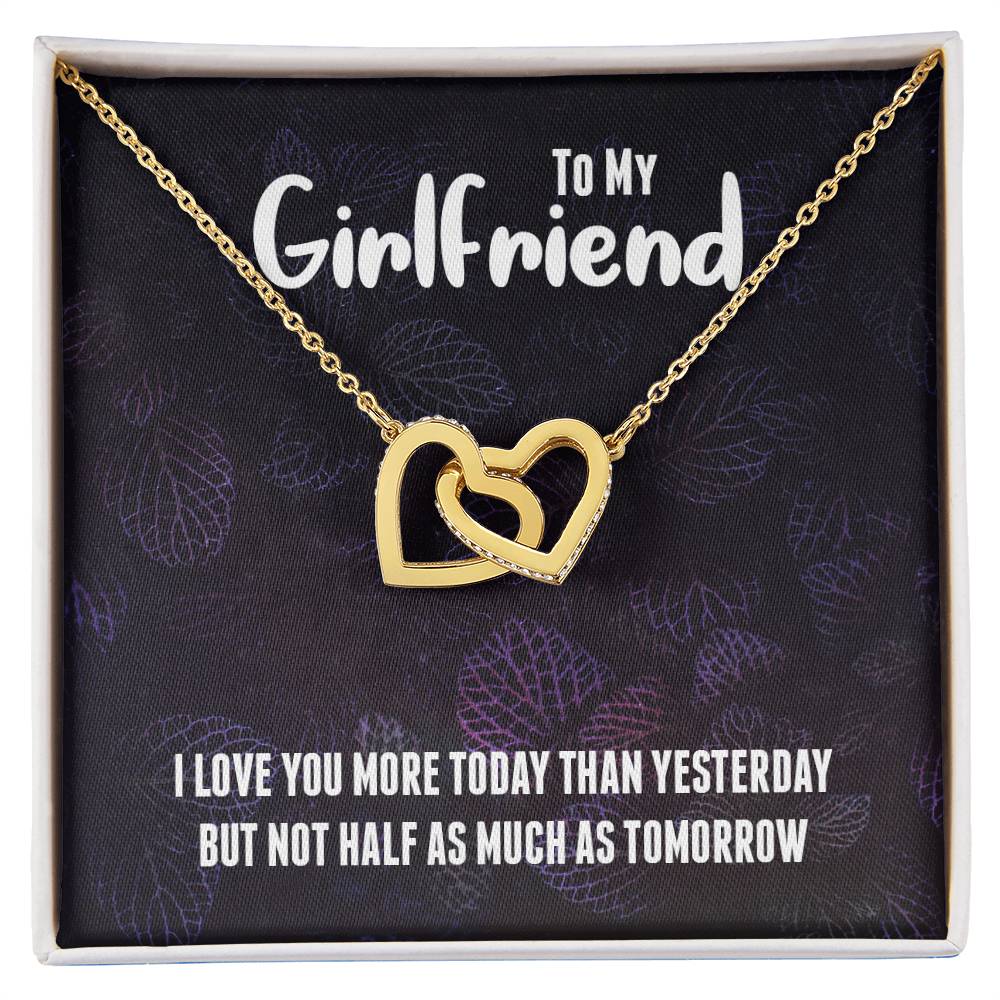 Beautiful Girlfriend Necklace Gift - I Love You Interlocking Hearts Necklace