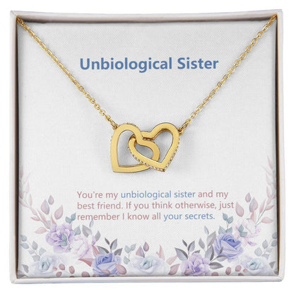 Unbiological Sister Jewelry Heart Necklace -Birthday Or Wedding Gift Interlocking Hearts Necklace