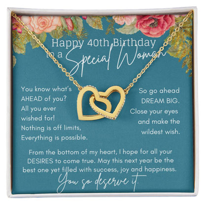 40Th Birthday Necklace For Women Gift Ideas Interlocking Hearts Necklace