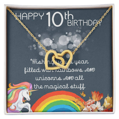 10Th Birthday Necklace Gifts For Girls Cute Unicorn 10 Years Old Girl Jewelry Gift For Daughter Niece Interlocking Necklace Xu246Il03 Interlocking Hearts Necklace