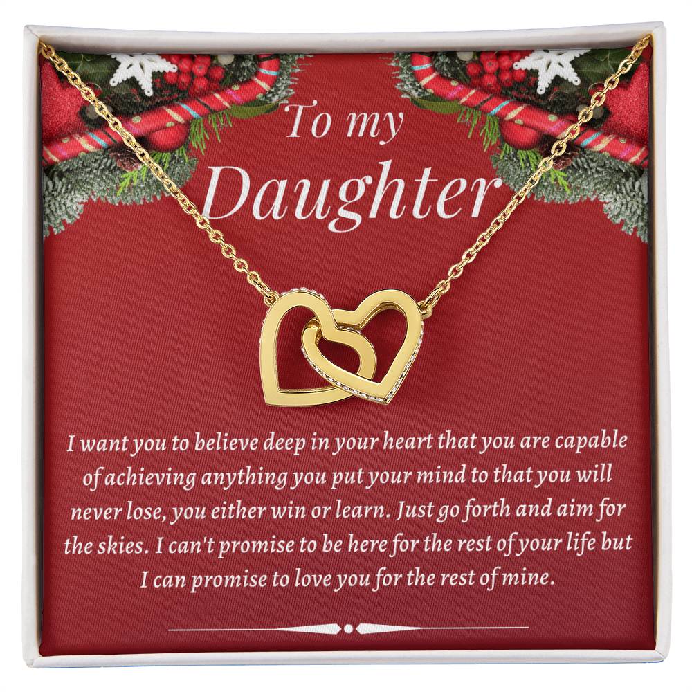 Christmas Gift To Daughter - I Can'T Promise To Be Here For The Rest Of Your Life But I Can Promise To Love You For The Rest Of Mine Interlocking Hearts Necklace