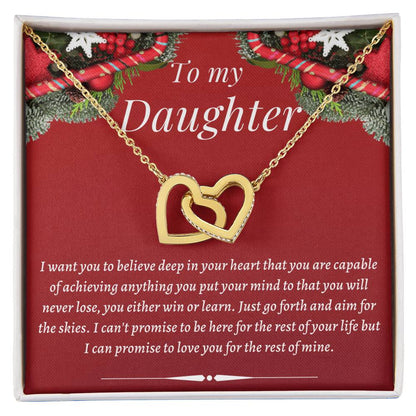 Christmas Gift To Daughter - I Can'T Promise To Be Here For The Rest Of Your Life But I Can Promise To Love You For The Rest Of Mine Interlocking Hearts Necklace
