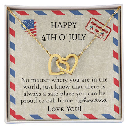 Fourth Of July Necklace Interlocking Hearts Necklace