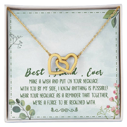 Best Friend Ever Interlocking Hearts Necklace Birthday Message Card