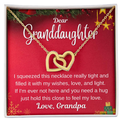 Christmas Gift For Granddaughter - Hold This Close To Feel My Love Interlocking Hearts Necklace