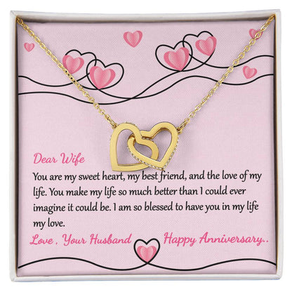 Anniversary Gift For Lovely Wife Interlocking Hearts Necklace