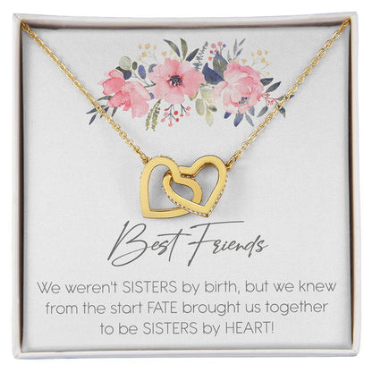 Best Friends Sister Interlocking Hearts Necklace Birthday Message Card Gift