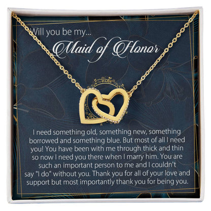 Will You Be My Maid Of Honor Necklace Giftmaid Of Honor Gift Necklacemaid Of Honor Wedding Gift Interlocking Hearts Necklace Wedding Gift