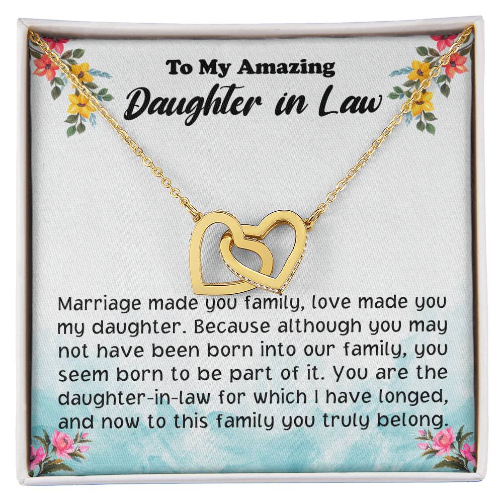 Daughter In Law Gift From Mother In Law To Bride Wedding Gift For Daughter-In-Law On Wedding Day Gift For Bride Interlocking Hearts Necklace