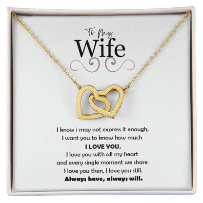 To My Wife-Love You Always Interlocking Hearts Necklace