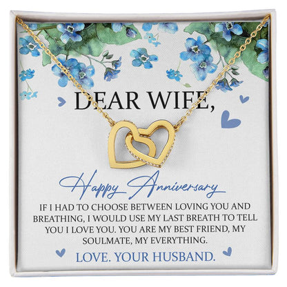 Dear Wife Happy Anniversary Interlocking Hearts Necklace Wedding Anniversary Gift
