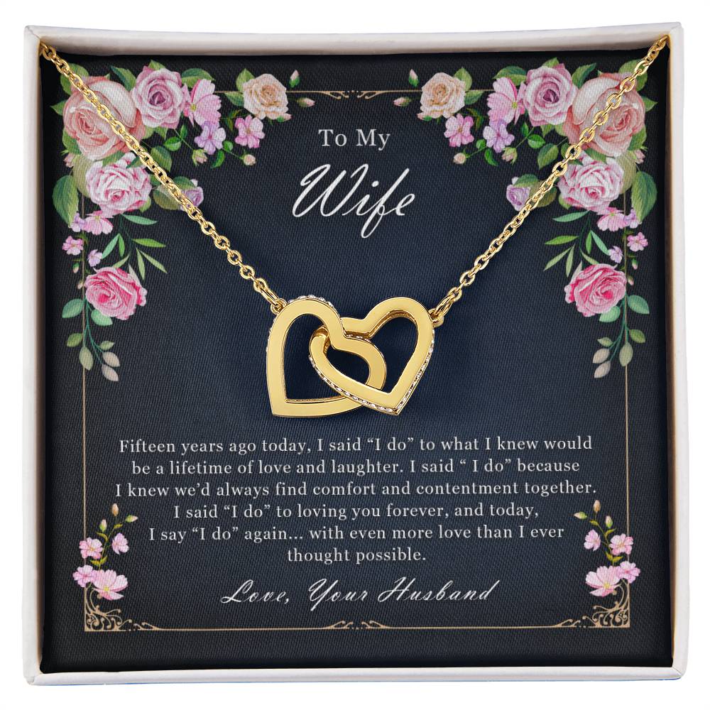 To My Wife 15Th Wedding Anniversary Interlocked Hearts Necklace Interlocking Hearts Necklace