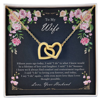 To My Wife 15Th Wedding Anniversary Interlocked Hearts Necklace Interlocking Hearts Necklace