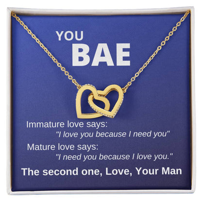You Bae Linked Hearts Gift To Girlfriend Fiancee Wife Interlocking Hearts Necklace