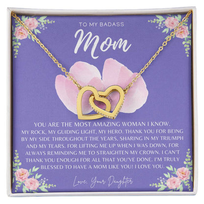 Badass Mom Gift To My Badass Mom Necklace Mother’S Day Gift Daughter To Mom Gift Gift From Daughter To Mom On Wedding Day Mom Gift Interlocking Hearts Necklace