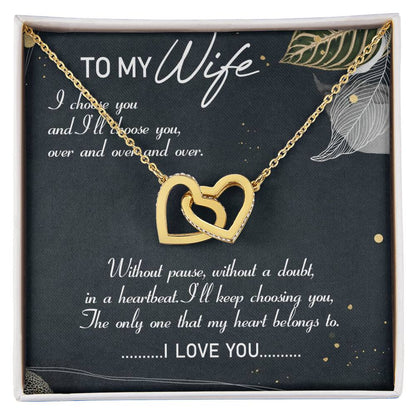 To My Wife Interlocking Hearts Necklace Message Card