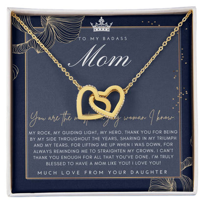 Badass Mom Gift To My Badass Mom Necklace Mother’S Day Gift Daughter To Mom Gift Gift From Daughter To Mom On Wedding Day Mom Gift Interlocking Hearts Necklace