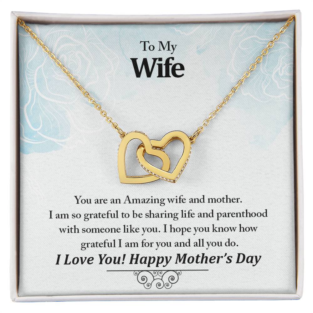 To My Wife Your An Amazing Wife And Mother Never-Ending Love Necklace Interlocking Hearts Necklace
