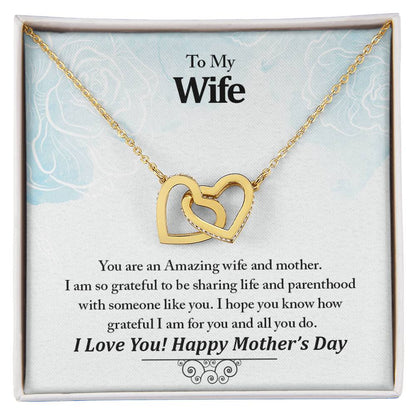 To My Wife Your An Amazing Wife And Mother Never-Ending Love Necklace Interlocking Hearts Necklace