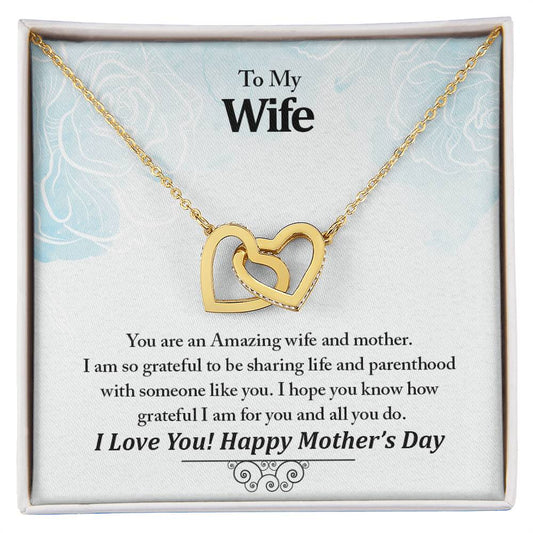 To My Wife Your An Amazing Wife And Mother Never-Ending Love Necklace Interlocking Hearts Necklace