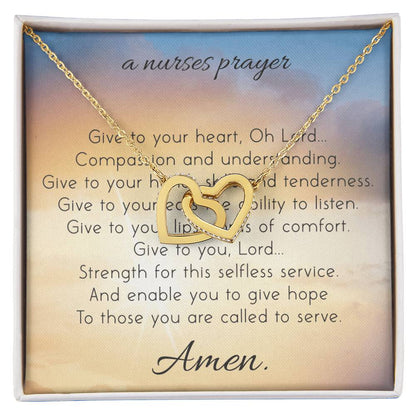 A Nurse Prayer Interlocking Hearts Necklace