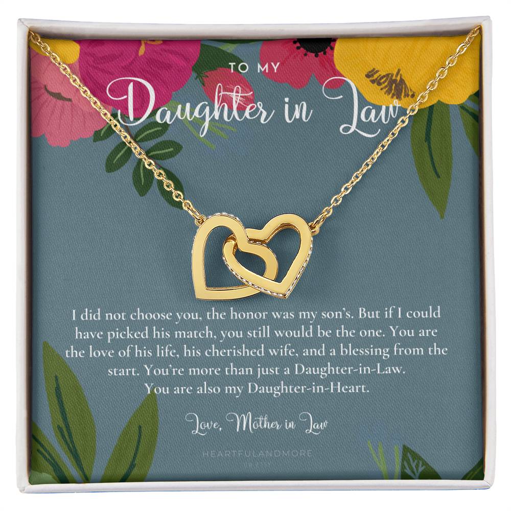 Daughter-In-Law Gift Necklace Wedding Gift Jewelry From Mother-In Law Gift For Bride Daughter-In-Heart Interlocking Hearts Necklace