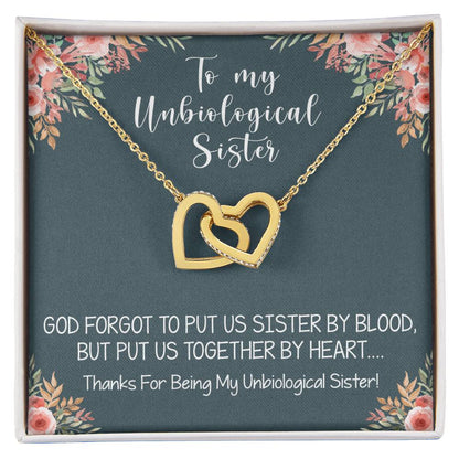 Unbiological Sister Interlocking Hearts Necklace Gift Best Friend Necklace Soul Sister Bridesmaid Gift Bff Gift