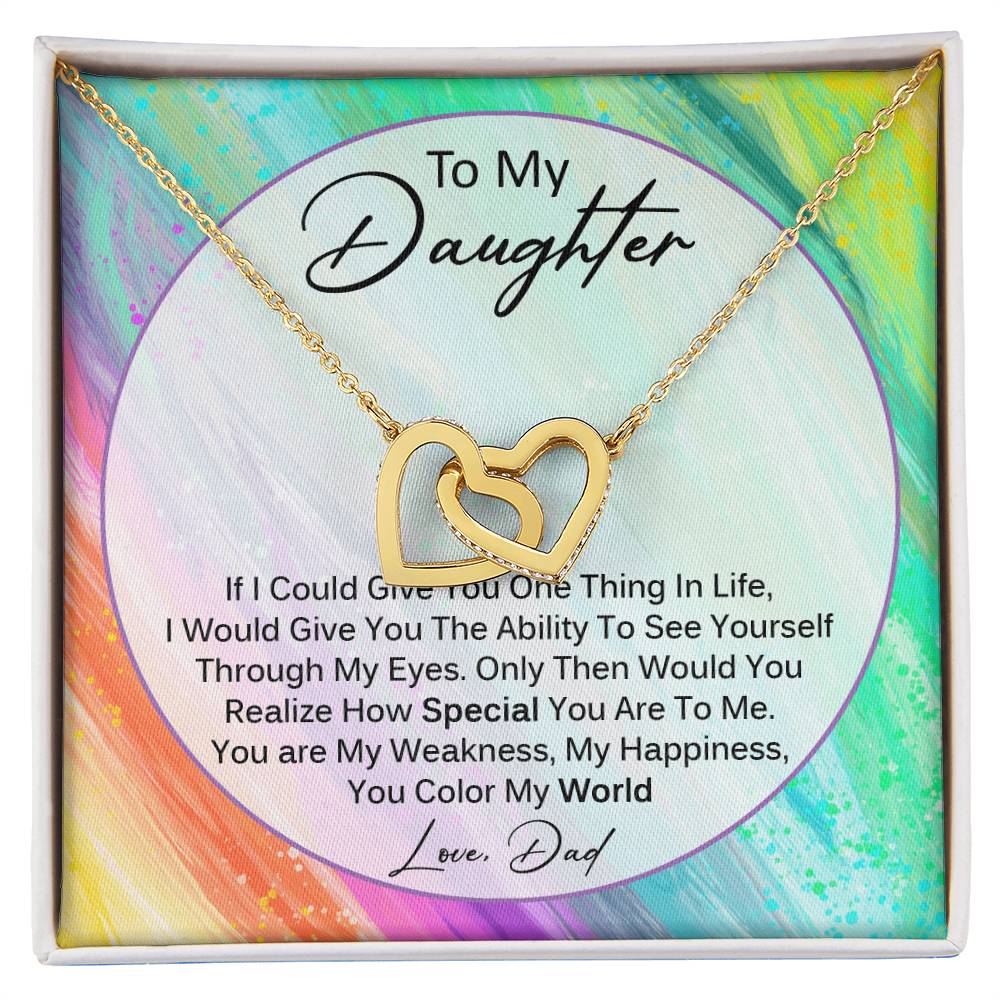 You Color My World - Gift For Daughter From Dad Interlocking Hearts Necklace