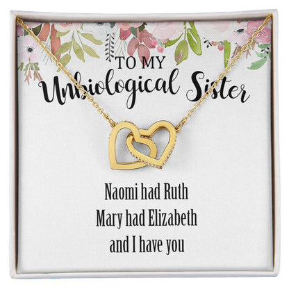 Unbiological Sister Interlocking Hearts Necklace