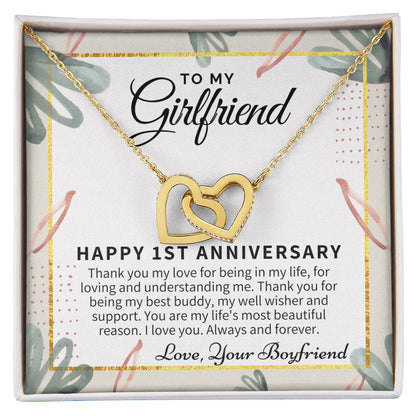 1St Anniversary Gift For Girlfriend Personalized Anniversary Gift One Year Anniversary Gifts 1 Year Anniversary Gift For Girlfriend Interlocking Hearts Necklace