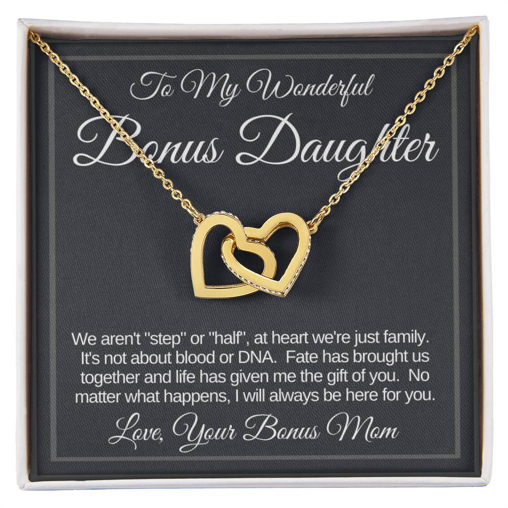 Bonus Daughter Linked Hearts Necklace Gift From Bonus Mom Interlocking Hearts Necklace