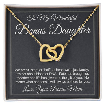 Bonus Daughter Linked Hearts Necklace Gift From Bonus Mom Interlocking Hearts Necklace