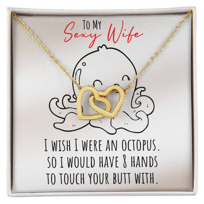 Funny Message Card With Awesome Necklace For Sexy Wife - Interlocking Heart Necklace Interlocking Hearts Necklace