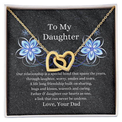 Father To Daughter Hearts As One Necklace Interlocking Hearts Necklace