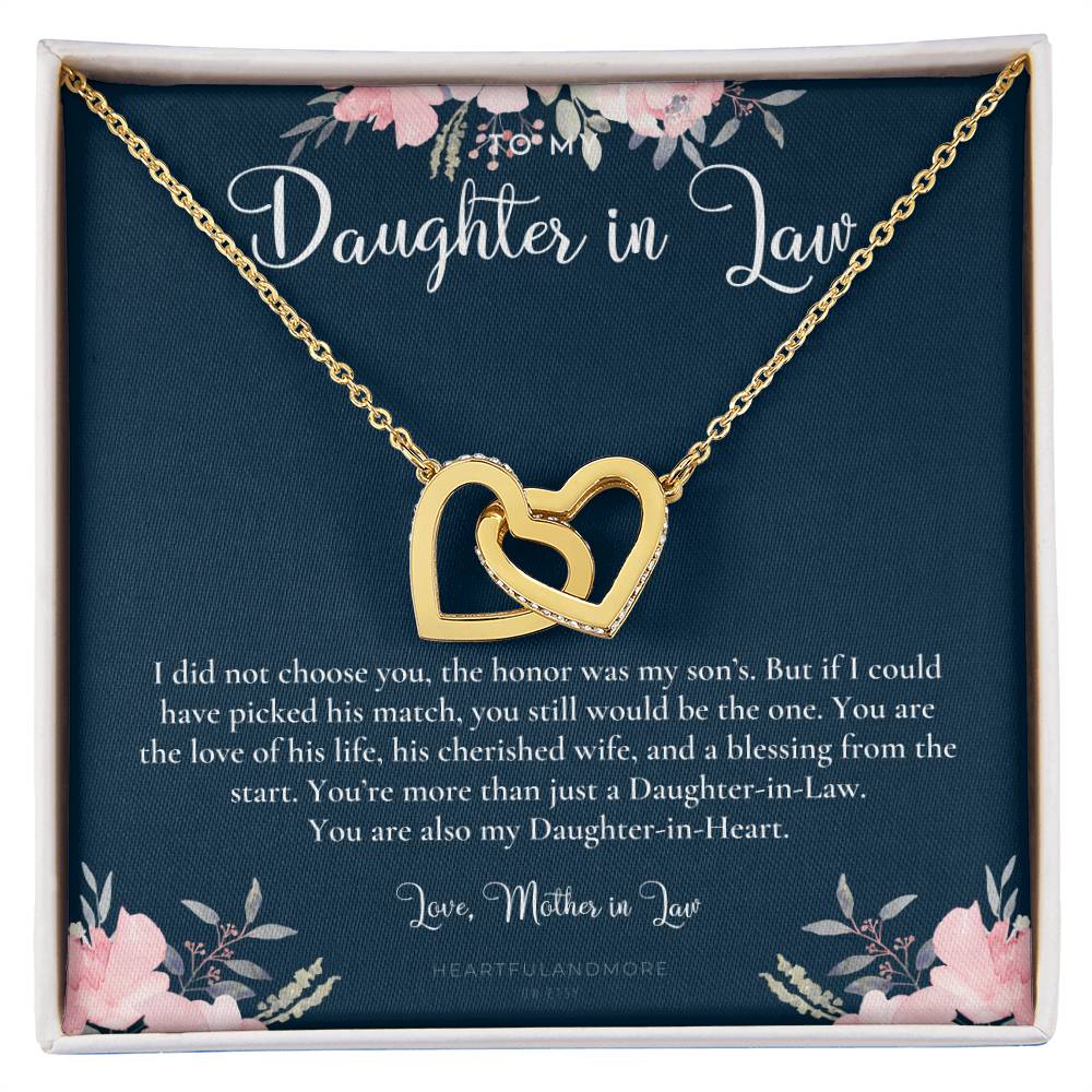 Daughter-In-Law Gift Necklace Wedding Gift Jewelry From Mother-In Law Gift For Bride Daughter-In-Heart Interlocking Hearts Necklace