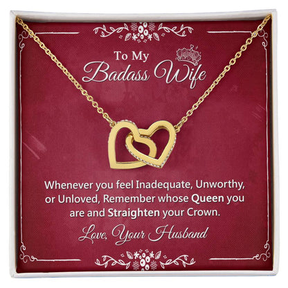 Awesome Gift For Badass Wife - Interlock Heart Necklace Interlocking Hearts Necklace