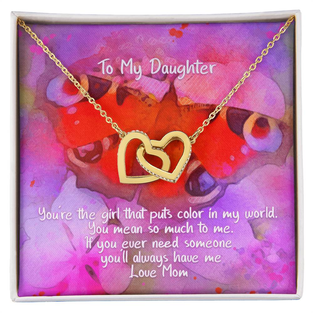 Daughter Color In My World - Hearts Necklace Interlocking Hearts Necklace