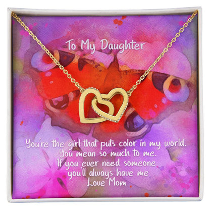 Daughter Color In My World - Hearts Necklace Interlocking Hearts Necklace