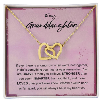 You'Ll Always Be In My Heart Interlocking Hearts Necklace Gift For Granddaughter