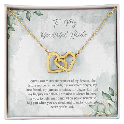 Wedding Day Gift For Bride From Groom - Woman Of My Dreams Interlocking Hearts Necklace