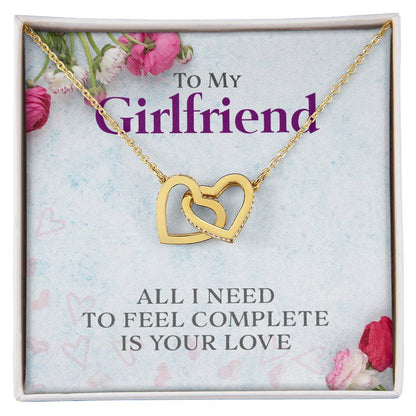 Two Hearts Necklace - All I Need Is Your Love Interlocking Hearts Necklace