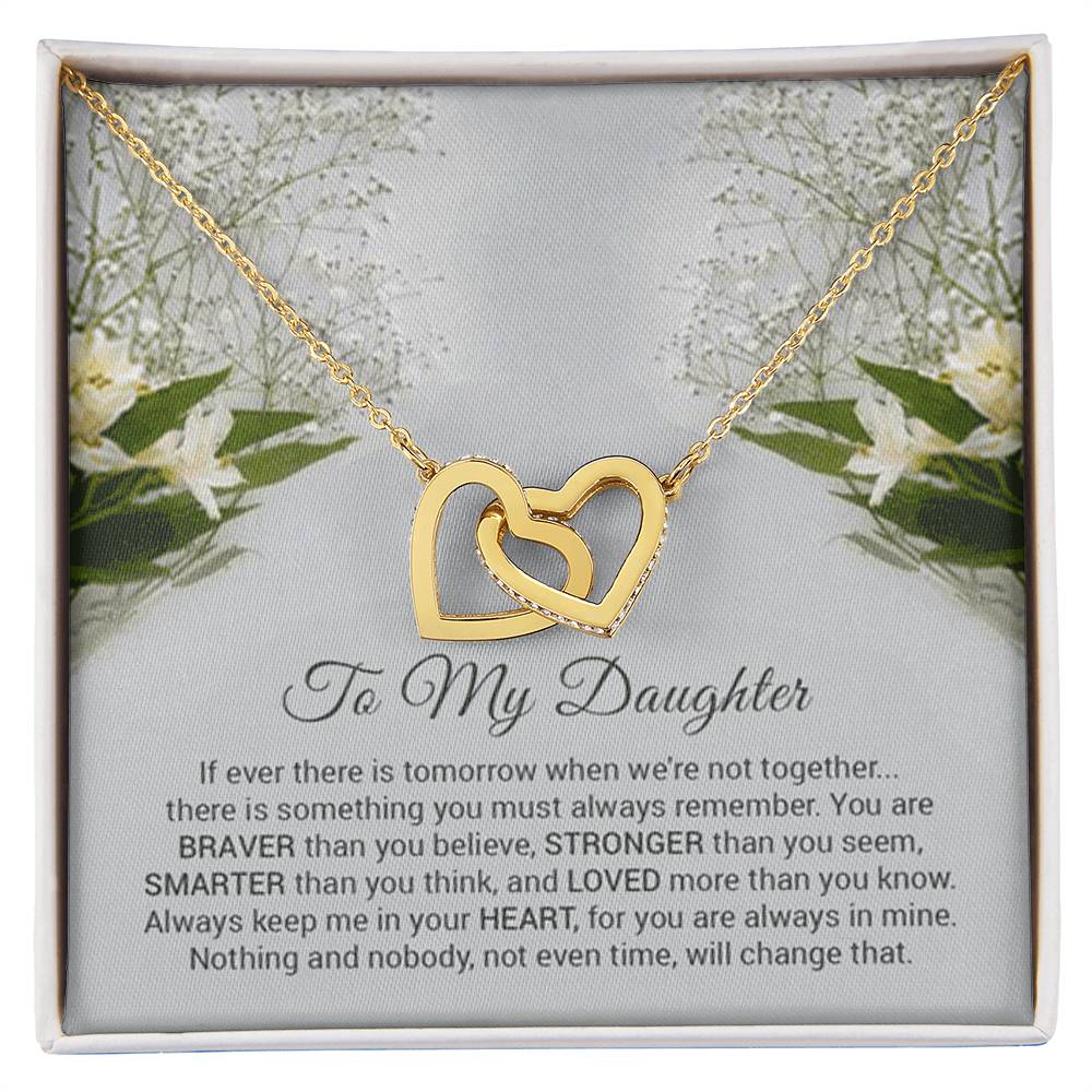 You Are Braver Than You Believe Interlocking Hearts Necklace