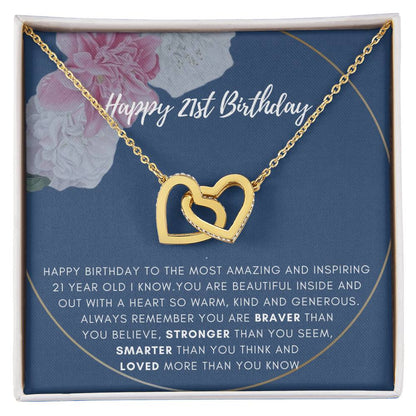 21St Birthday Gift Rose Gold And White Gold Interlocking Hearts Interlocking Hearts Necklace