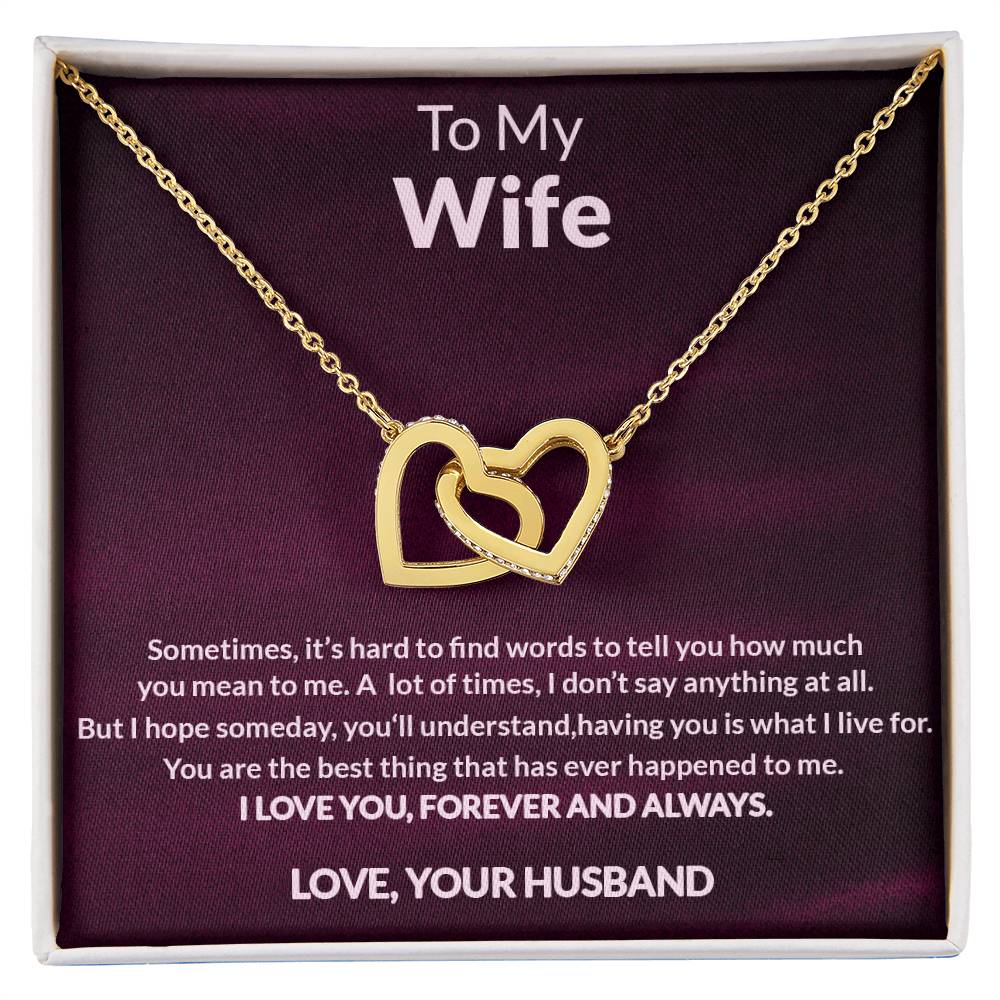 To My Wife Interlocking Heart Necklace Anniversary Gift For Wife Christmas Gift For Wife Interlocking Hearts Necklace